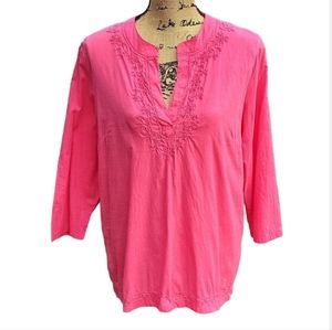 Liz Lange 100% Cotton Embroidered Maternity Top
